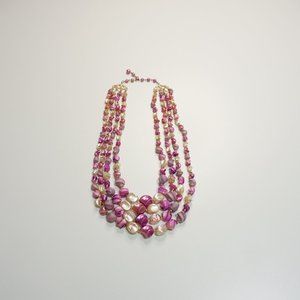 2/$30 - Vintage 4-Strand Purple Beaded Necklace
